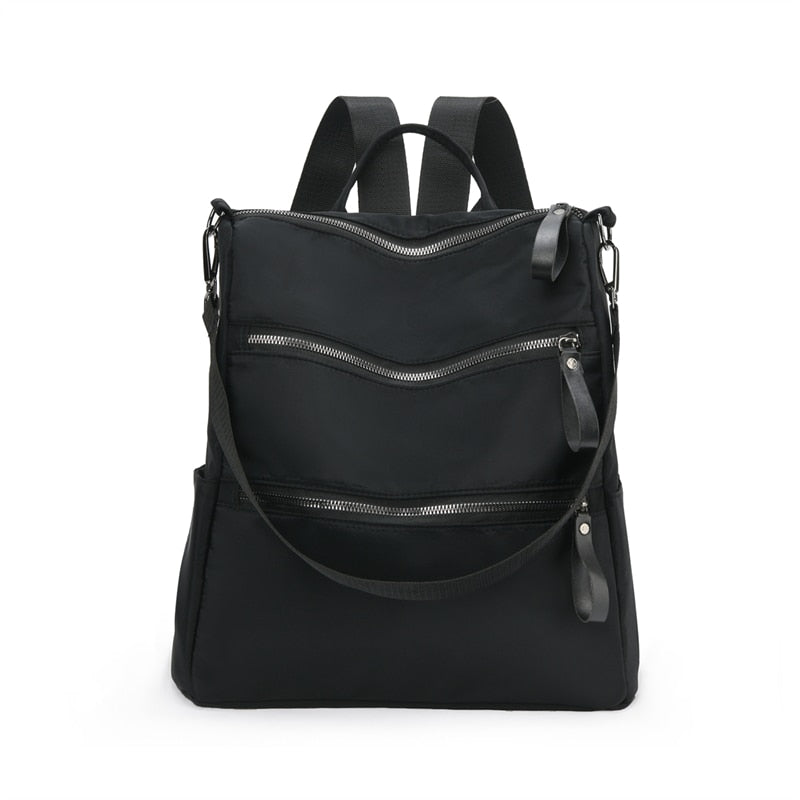 Back to school Multi-pocket Black Nylon Women Backpack Female Simple Pattern Travel Bag High Quality Schoolbag For Teenage Girls Book Knapsack