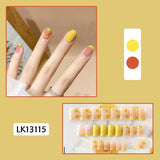 Flytonn 24pcs Artificial Fake Nails Short Ballerina Coffin False Nails For Designs Press On Finger Tips Manicure Tool With Jelly Glue