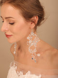 Flytonn Pearl Crystal Earring Wedding Hair Accessories Handamde Ornaments for Women Party Prom Hair Jewelry Fashion Bridal Girls Tiaras