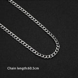 Flytonn Goth Fashion New Cross Pendant Long Necklace Men Punk Trendy Simple Titanium Stainless Steel Chain Mens Jewellery Gift