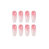 Flytonn Full Cover Fake Nail Press On Milky White Pink Gradients Long Ballet Nail Stick False Nail Art Tools Press With Glue