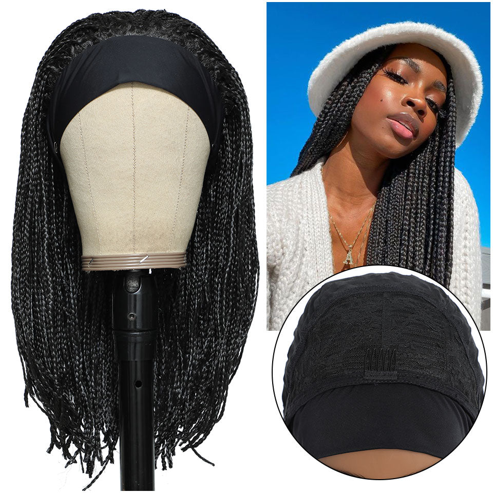 Flytonn Head Band Wig Synthetic Braiding Hair Braided Headband Black Wig Heat Resistant Wigs On Sale Clearance Free Shipping Wigs Hair