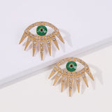 Flytonn Evil Eye Earrings For Women Green Eyes Shiny Party Gothic Accessories Alloy Jewelry Vintage Demon Eye Stud Earrings 2022