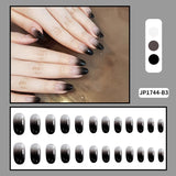 Flytonn Fall/Winter Ambiance  24pcs Black Gradients Wear Long Paragraph Fashion Manicure Patch False Nails Save Time Wearable Nail Patch NE