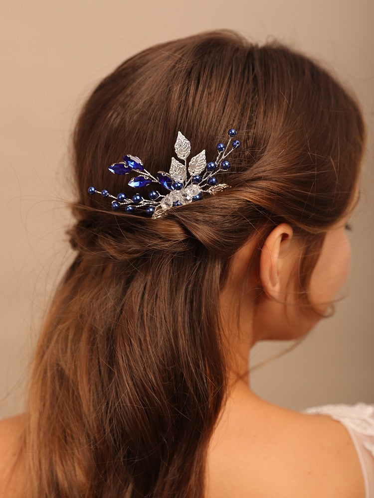 Flytonn Bridal Hair Comb Female Crystal Headbands Bridal Hair Accessories Wedding Hair Jewelry Bridal Tiara Pearl Rhinestone Headwear