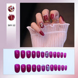 Flytonn Removable Jelly Nail Piece with Glue 24pcs Adhesive Cute Manicure Patch Korean Style False Nails Save Time Nail Patch NE