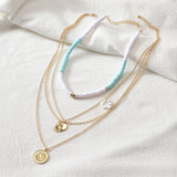 Necklace for Women Retro Multi-layered Soft Clay Flower Necklace with Round Exaggerated Clavicle Chain Jewelry Wholesale