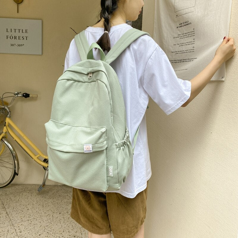 Back to school High Quality Waterproof Solid Color Nylon Women Backpack College Style Travel Rucksack School Bags for Teenage Girl Boys New