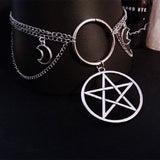 Flytonn Gothic Pentagram Choker Necklace Goth Jewelry Pentagram Witch Pendant Charm Statement Punk Magic Wiccan Gift Women Fashion