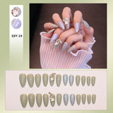 Flytonn Removable Jelly Nail Piece with Glue 24pcs Adhesive Cute Manicure Patch Korean Style False Nails Save Time Nail Patch NE