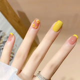 Flytonn 24pcs Artificial Fake Nails Short Ballerina Coffin False Nails For Designs Press On Finger Tips Manicure Tool With Jelly Glue