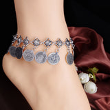 Flytonn Bohemia Summer Hot Fashion Foot Jewelry Metal Tassel Vintage Charm Coin Anklets Gift For Woman Beach Anklet  A-12
