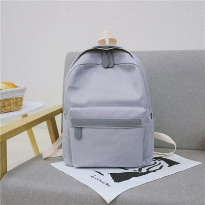 Back to school New Teenager Canvas Backpack Girl Boy Schoolbag Softback Solid Color Casual Soft Handle  rucksack