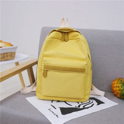 Back to school New Teenager Canvas Backpack Girl Boy Schoolbag Softback Solid Color Casual Soft Handle  rucksack