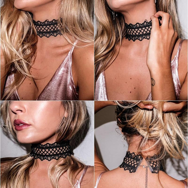Flytonn summer Newest  fashion jewelry accessories Sexy hollow out lace black  choker necklace for couple lovers'  N174