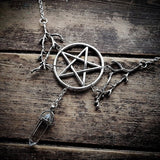 Flytonn Gothic Pentagram Choker Necklace Goth Jewelry Pentagram Witch Pendant Charm Statement Punk Magic Wiccan Gift Women Fashion