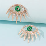 Flytonn Evil Eye Earrings For Women Green Eyes Shiny Party Gothic Accessories Alloy Jewelry Vintage Demon Eye Stud Earrings 2022