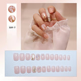 Flytonn Removable Jelly Nail Piece with Glue 24pcs Adhesive Cute Manicure Patch Korean Style False Nails Save Time Nail Patch NE