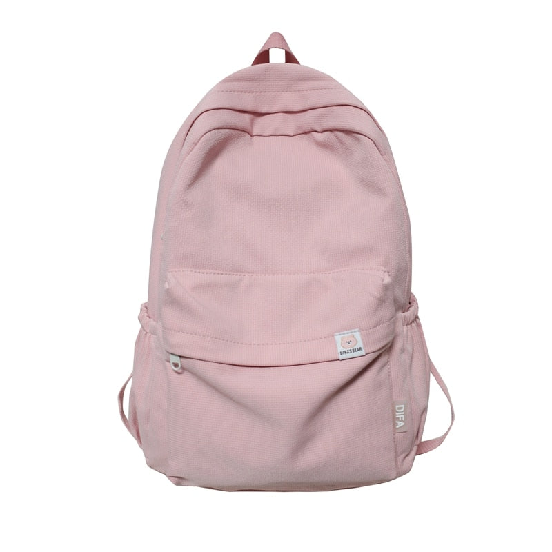 Back to school High Quality Waterproof Solid Color Nylon Women Backpack College Style Travel Rucksack School Bags for Teenage Girl Boys New