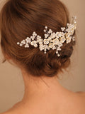 Flytonn Pearl Rhinestone Flower Bride Hair Combs Wedding Hair Jewelry Bridal Headwear Hair Accessories for Women Party Prom Tiaras