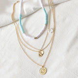 Necklace for Women Retro Multi-layered Soft Clay Flower Necklace with Round Exaggerated Clavicle Chain Jewelry Wholesale