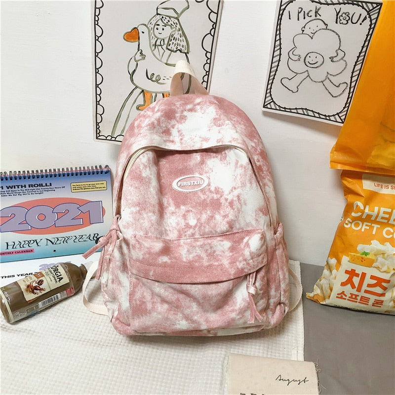 Back to school Simple Dyeing Design Women Backpack Kawaii Nylon Book Bag Female  School Backpack for Teenage Girl Travel Rucksack