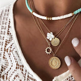 Necklace for Women Retro Multi-layered Soft Clay Flower Necklace with Round Exaggerated Clavicle Chain Jewelry Wholesale