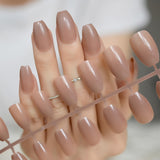 Fashion Stiletto Press On Nails Pointed Light Brown Ladies DIY Manicure Tips Full Wrap 24pcs/kit Many colors for choose