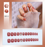 Flytonn Removable Jelly Nail Piece with Glue 24pcs Adhesive Cute Manicure Patch Korean Style False Nails Save Time Nail Patch NE