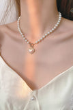 Flytonn-Valentine's Day gift Heart-shaped Pearl Necklace