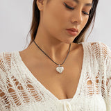 Flytonn-Connie Velvet Big Heart Pendant Choker Necklace