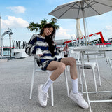 Flytonn-Korean style, Casual fashion, INS dressing, Lazy style, Graduation gift 
NO. 1096 OVERSIZED STRIPED LONG SLEEVE