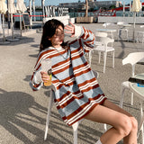 Flytonn-Korean style, Casual fashion, INS dressing, Lazy style, Graduation gift 
NO. 1096 OVERSIZED STRIPED LONG SLEEVE