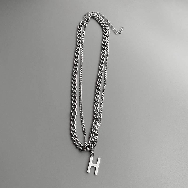 Flytonn-Korean style, Casual fashion, INS dressing, Lazy style, Graduation gift 
INITIAL DOUBLE CHAIN
