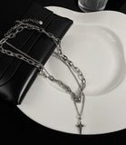 Flytonn-Korean style, Casual fashion, INS dressing, Lazy style, Graduation gift 
CROSS DOUBLE CHAIN