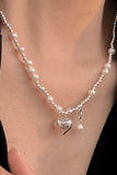 Flytonn-Valentine's Day gift Pearl Peach Heart Pendant Necklaces