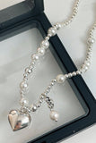 Flytonn-Valentine's Day gift Pearl Peach Heart Pendant Necklaces
