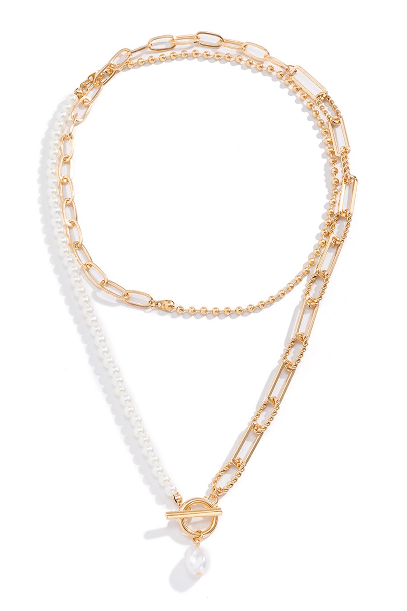 Flytonn-Valentine's Day gift Pearl Chain Stack Necklace