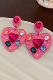 Flytonn-Valentine's Day gift Pink Colorful Rhinestone Earrings