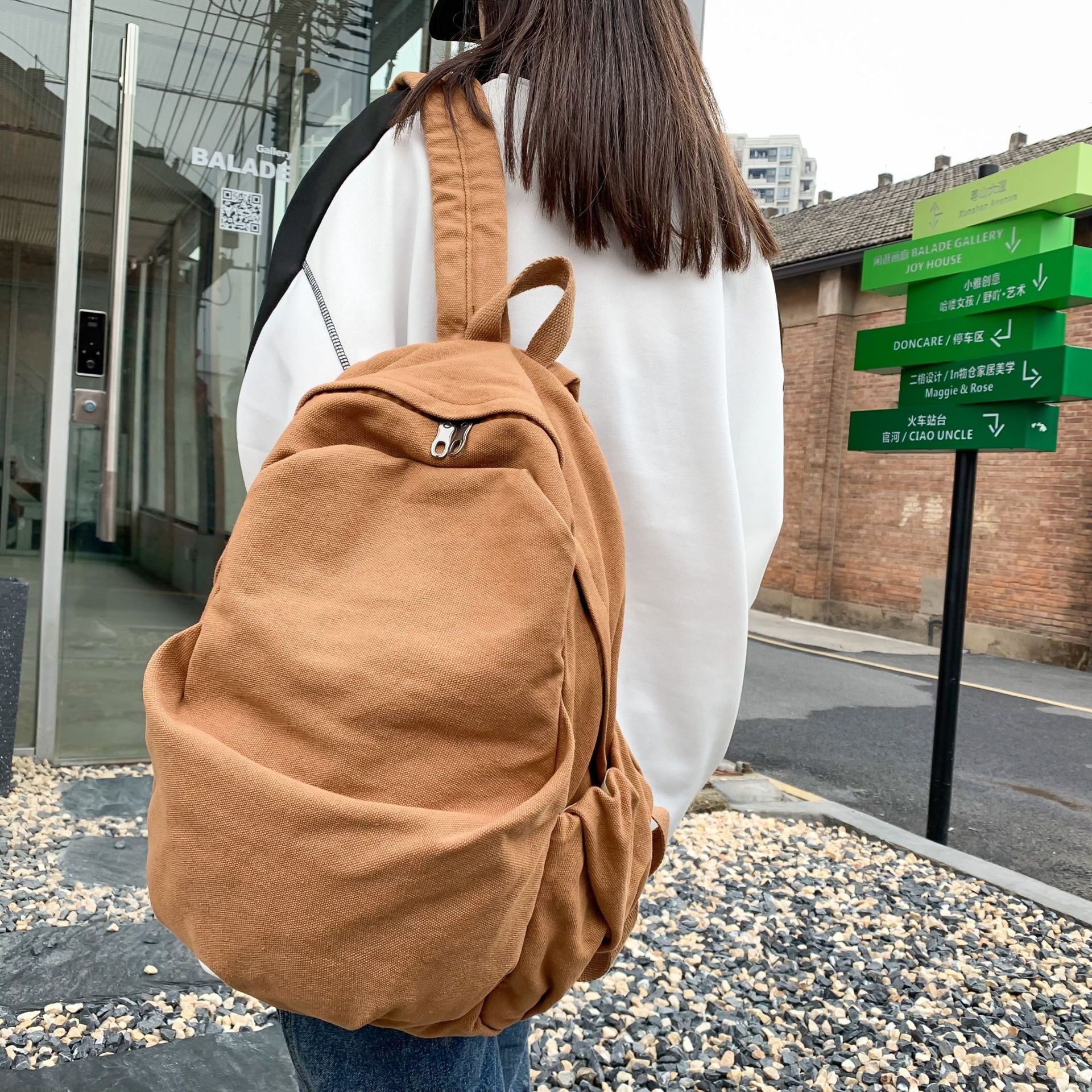 Back to school Couple Canvas Shoulder Backpack Japanese and Korean Casual Large Capacity Travel Backpack School Backpack for College Students