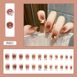 Flytonn Y2k Fake Black Nail Long Ballet Reusable Adhesive Acrylic Press on set Nails Dark Acrylic Artificial False Nails Arts Tips 24pcs