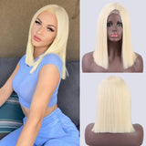 Flytonn Synthetic Wigs Natural Straight Short Bob Wigs For Women Blonde Red Black Highlight Pink Wig For Lolita Cosplay