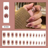 Flytonn Y2k Fake Black Nail Long Ballet Reusable Adhesive Acrylic Press on set Nails Dark Acrylic Artificial False Nails Arts Tips 24pcs