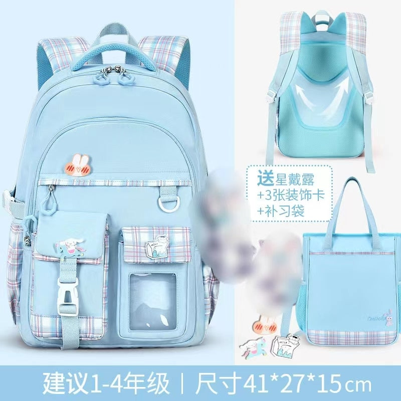 Back to school New Fashion Casual Girls Backpack Junior High School Student Schoolbag Korean Version Large Capacity Student Travel Bag