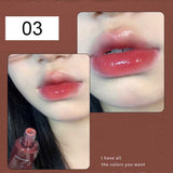 Flytonn Black Mirror Water Lip Gloss Lip Glaze Transparent Glass Lip Oil Waterproof Liquid Lipstick Nude Brown Clear Tint Makeup