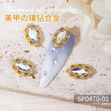 flytonn Halloween 10pcs Luxurious Glass Rhinestone Japanese Hollow Mirror Nail Charms Glitter Nail Art Accessories DIY