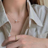 Flytonn Charm Fashion Korean Cute Pearl Necklace Women Gold Simple Luxury Clavicle Chain Necklace 2022 Girls Mother Day Jewelry Gift
