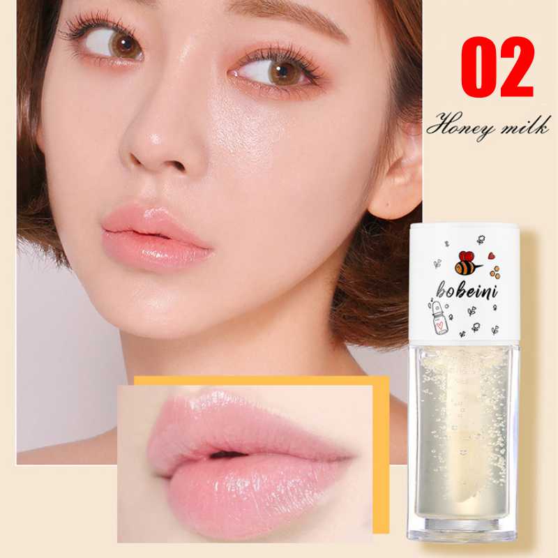Flytonn Peach Milk Honey Lip Oil Relieves Dry Moisturizing Lip Gloss Fades Lip Lines Water Light Lips Big Brush Head Cute Korean Makeup