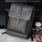 Back to school Men's Soft PU Double Shoulder Backpack Korean Fashion Trendy Casual Large-capacity Travel Backpack Business Laptop Backpack