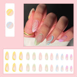 Flytonn  Fashion Almond False Nails Set Press On Colorful French Tips Full Cover Nails Tips DIY Manicure Wearable Fake Nails With Designs